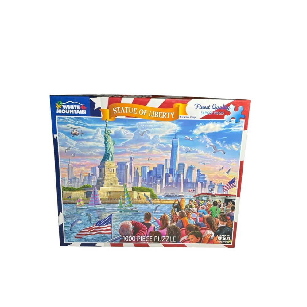 1000 Pieces Statue of Liberty White Mountain Puzzle Patriotic NYC Skyline Scene